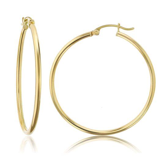 14K Gold Round Hoop Earrings