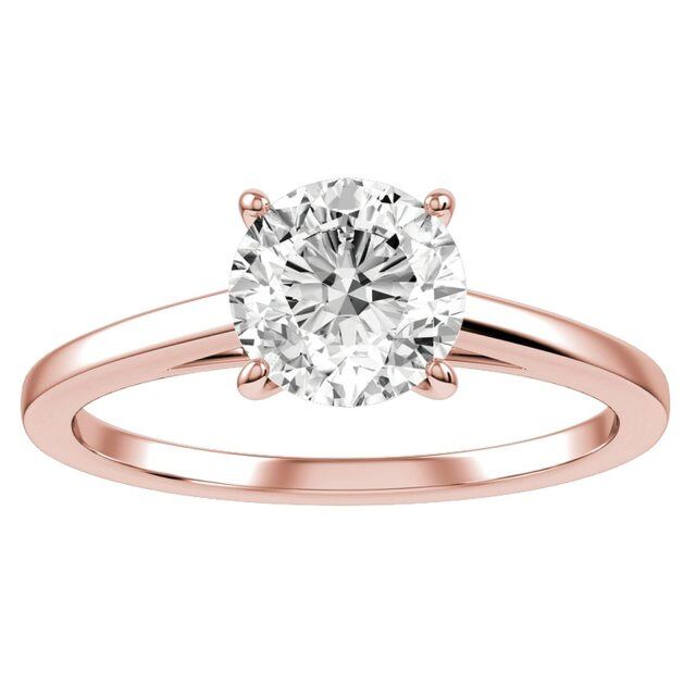 Sterling Silver with Yellow Gold Plated Circular Shaped Moissanite Personalized Engraving & Round Engagement Ring-3