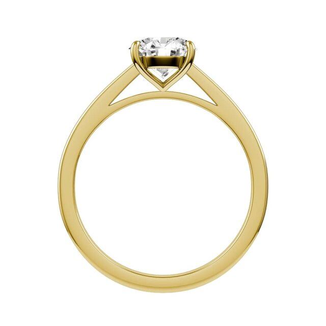 Sterling Silver with Yellow Gold Plated Circular Shaped Moissanite Personalized Engraving & Round Engagement Ring-2