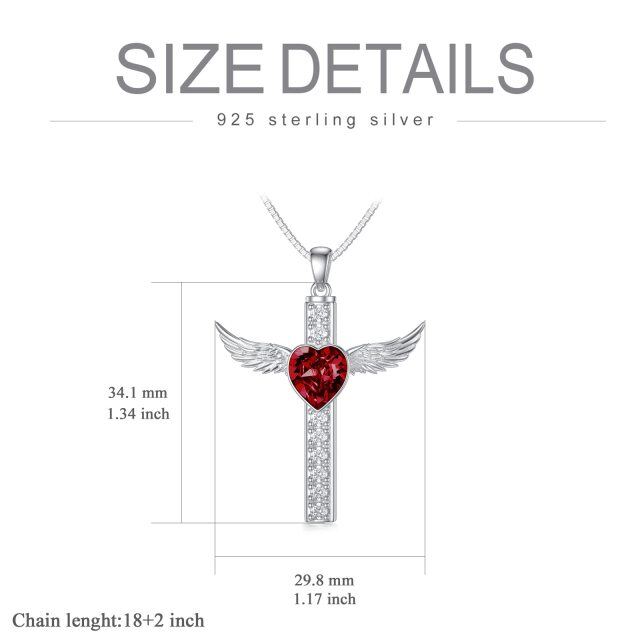 Plata de ley en forma de corazón Zircon Cruz y corazón Urna collar con palabra grabada-4