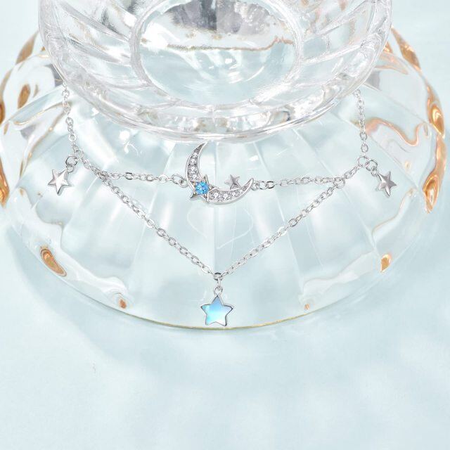 Pulsera de plata de ley con forma de luna y estrella-4