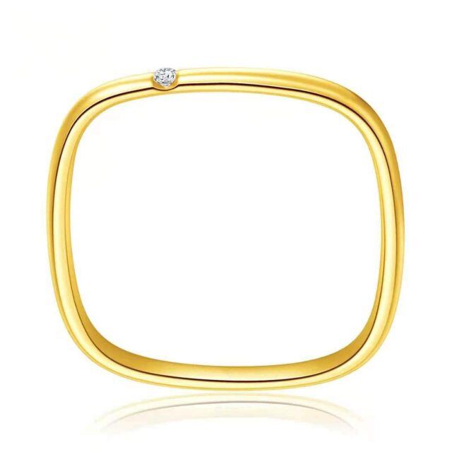 Anneau de mariage en argent sterling avec plaqué or jaune Moissanite de forme circulaire e-3