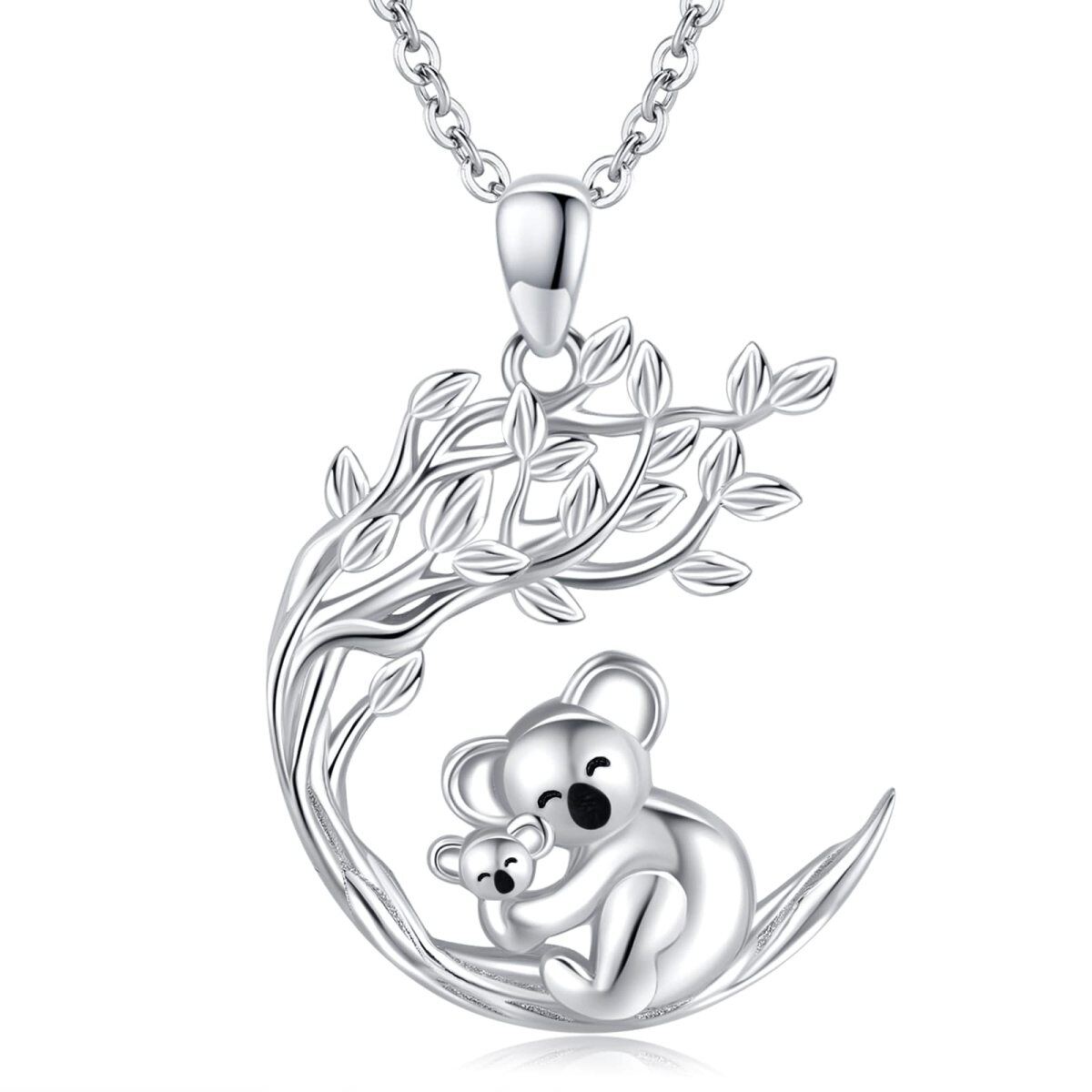 Sterling Silver Koala & Tree Of Life Pendant Necklace-1