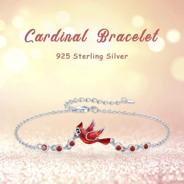 Sterling Silver Circular Shaped Cubic Zirconia Cardinal Pendant Bracelet-5