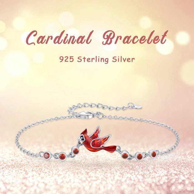 Pulsera de plata de ley con forma circular de circonita cúbica Colgante Cardenal-5