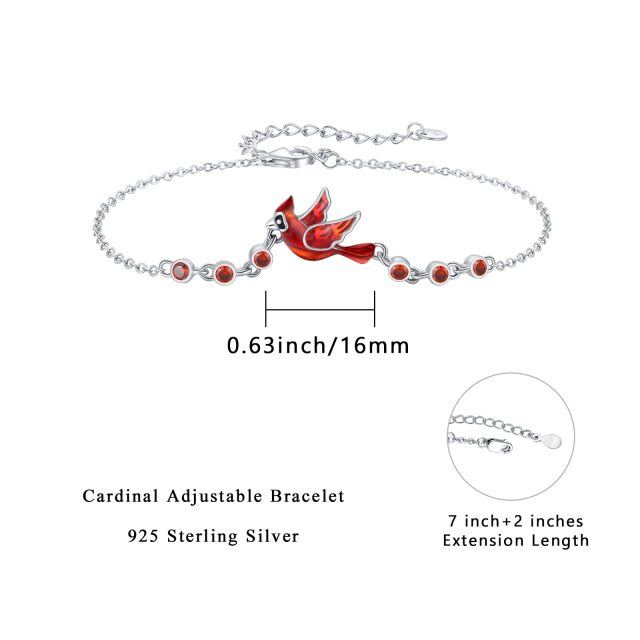 Sterling Silver Circular Shaped Cubic Zirconia Cardinal Pendant Bracelet-4