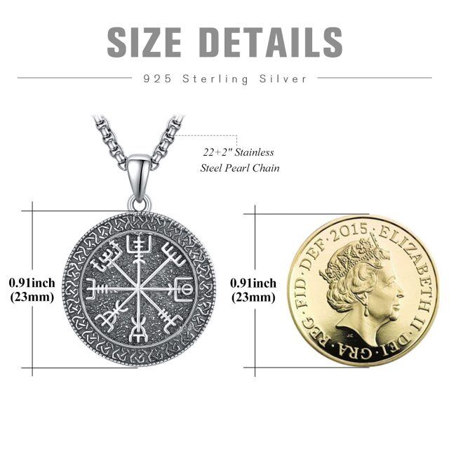Sterling Silber Wikinger Rune Münze Anhänger Halskette-2