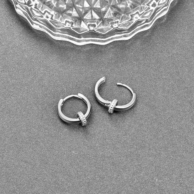 Sterling Silver Cubic Zirconia Circle Hoop Earrings-3