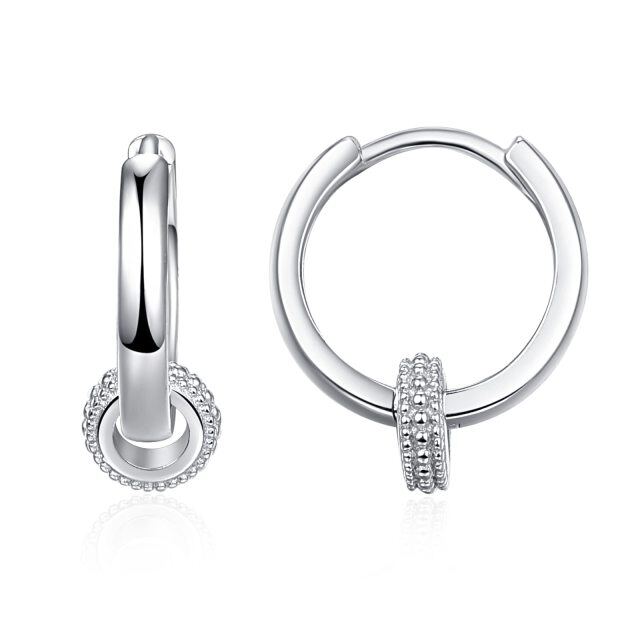 Orecchini a cerchio in argento sterling con zirconi-1