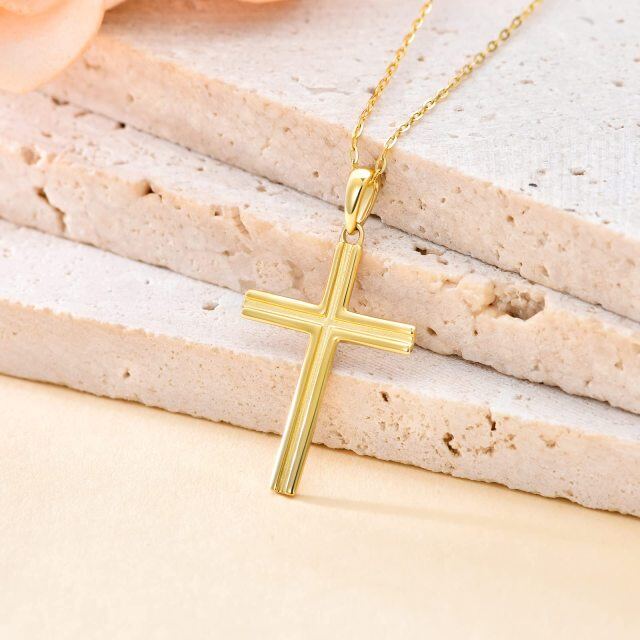 9K Gold Cross Pendant Necklace-3