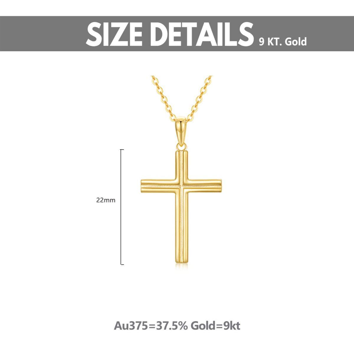 Collier pendentif croix en or 9 carats-5