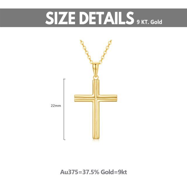 Collier pendentif croix en or 9 carats-4