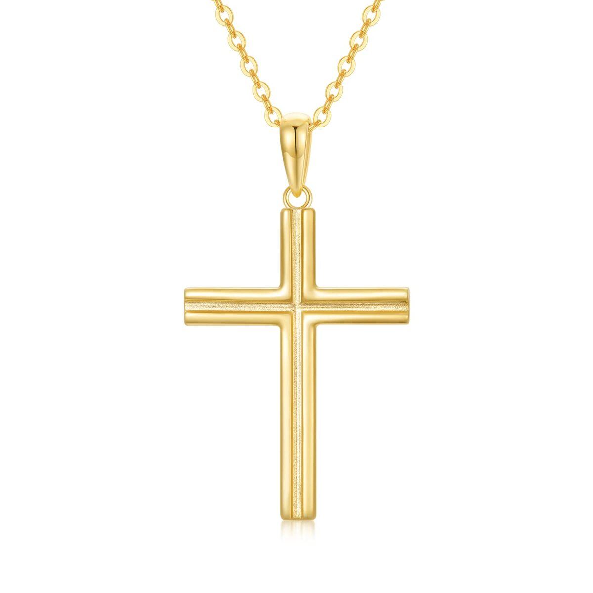 9K Gold Cross Pendant Necklace-1