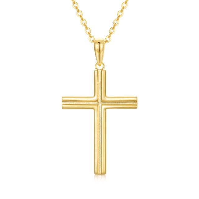 9K Gold Cross Pendant Necklace-0