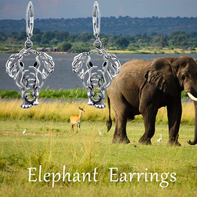 Sterling Silver Elephant Lever-back Earrings-5