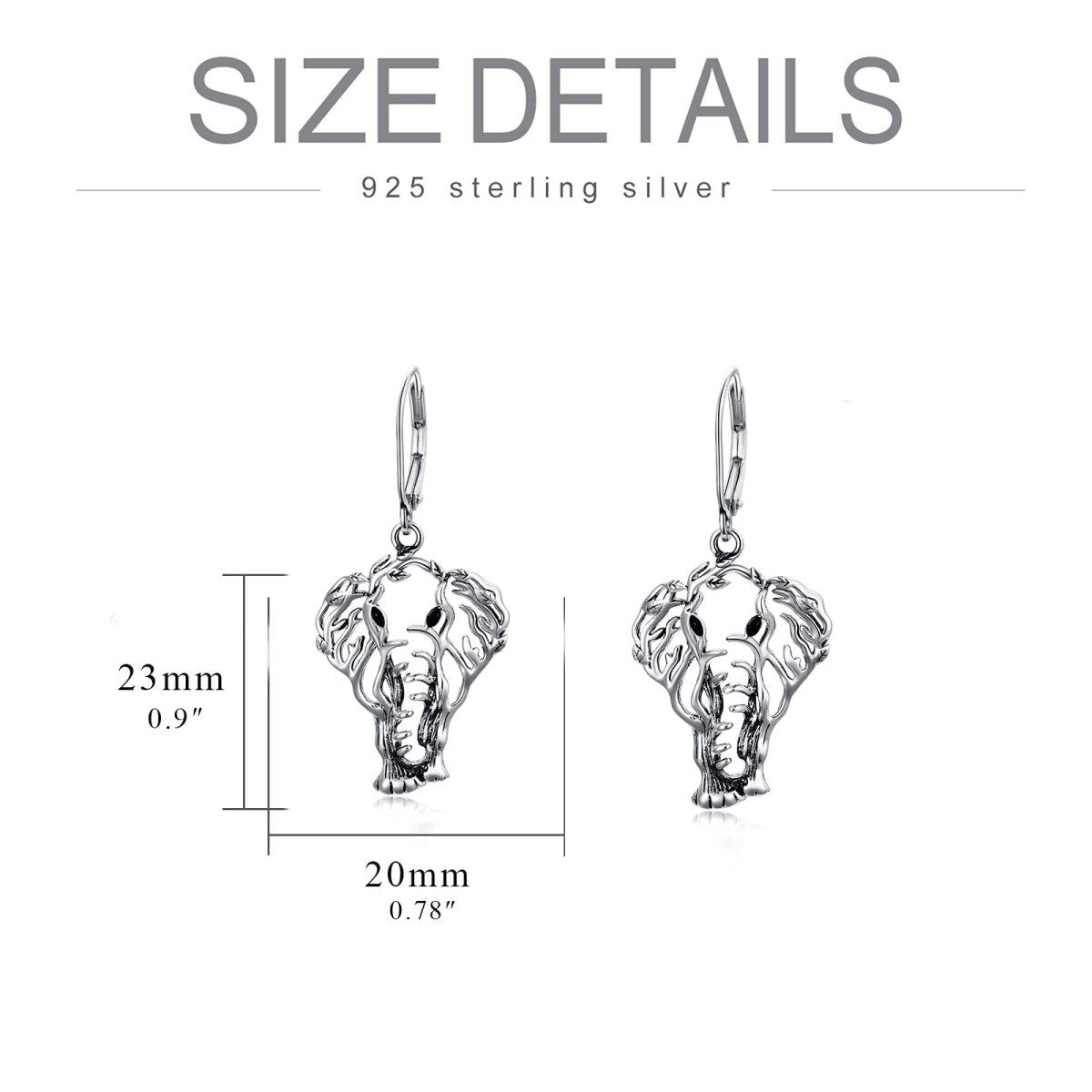 Boucles d'oreilles en argent Sterling Elephant Lever-back-4