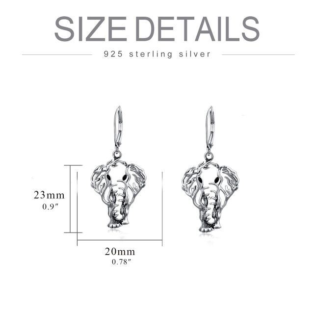 Sterling Silver Elephant Lever-back Earrings-4