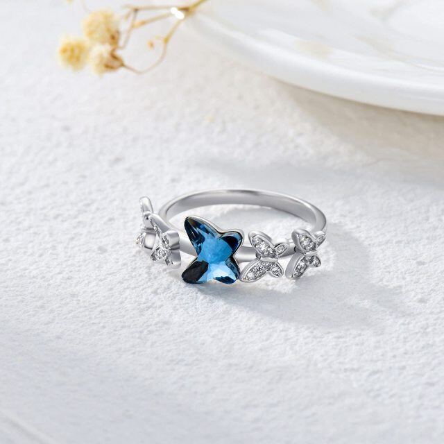 Sterling Silver Crystal Butterfly Ring-3