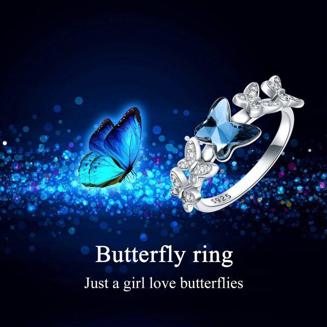 Sterling Silver Crystal Butterfly Ring-6
