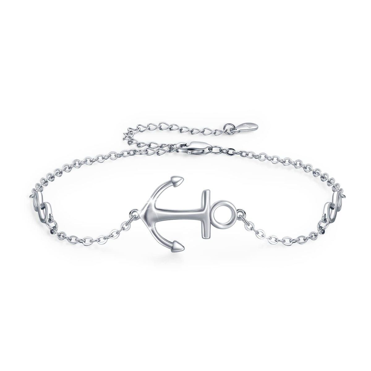 Sterling Silver Anchor & Infinity Symbol Pendant Bracelet-1