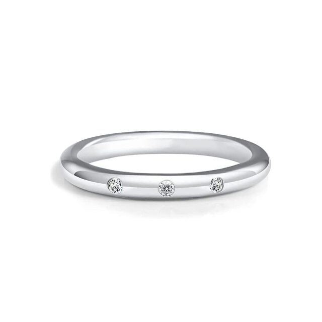 18K White Gold Moissanite Circle Engagement Ring-0