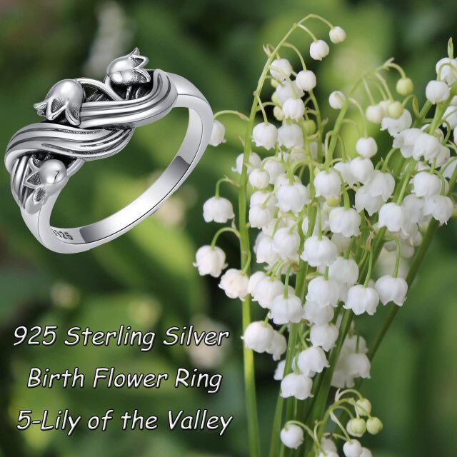 Anel de prata esterlina Lily Of The Valley-3