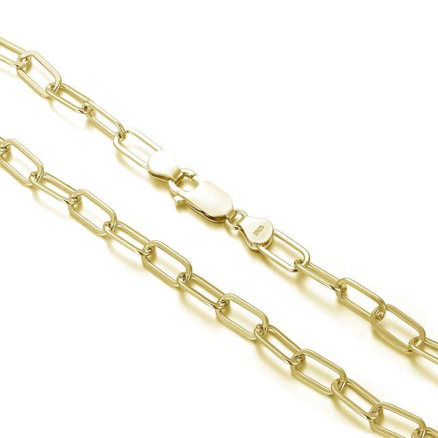 Sterling Silver with Yellow Gold Plated Paperclip Chain Necklace-4