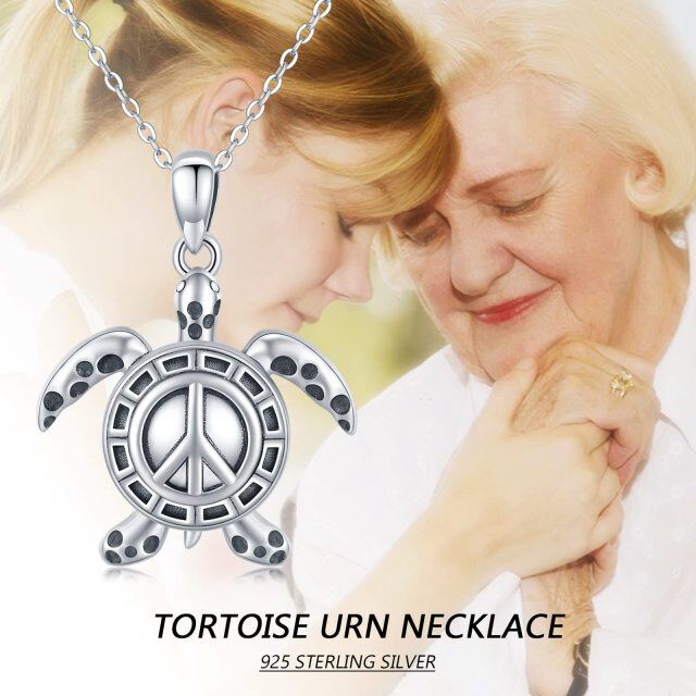 Sterling Silver Peace Symbol Urn Necklace for Ashes-6