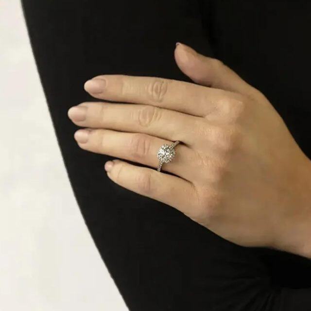 Bague de fiançailles de couple en argent sterling avec gravure personnalisée en forme de carré de princesse et de moissanite-2