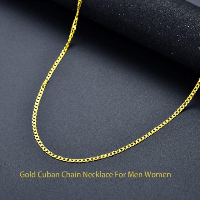 Collar de plata de ley con cadena de eslabones de freno chapada en oro amarillo-2