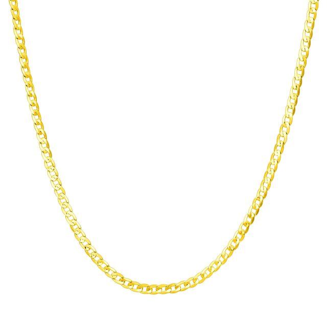 Sterling Silver with Yellow Gold Plated Curb Link Chain Necklace-0