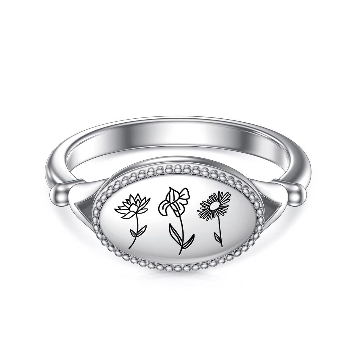 Sterling Silver Birth Flower Ring-1