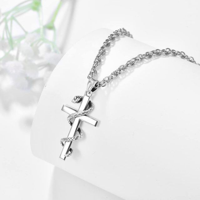 Sterling Silver Snake Pendant Necklace-4