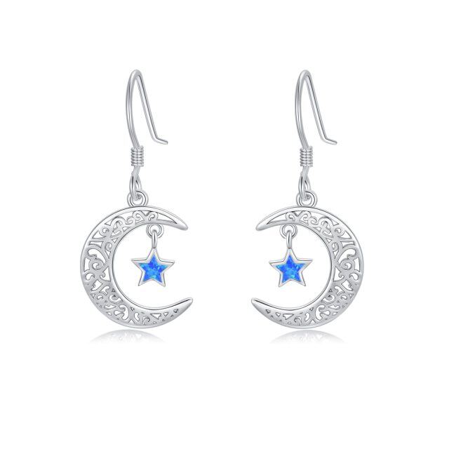 Orecchini a goccia in argento sterling con luna opale-1