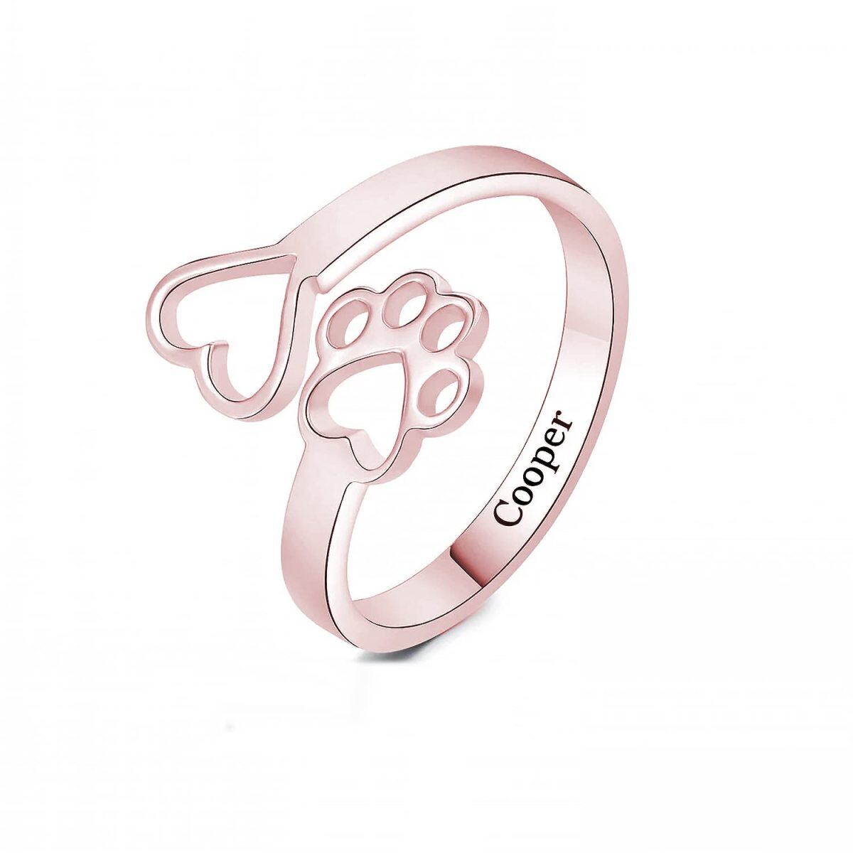 Sterling Silver with Rose Gold Plated Paw Ring-1