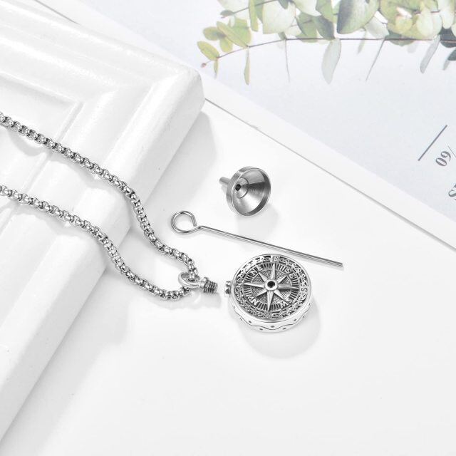 Sterling Silver Compass Urn Necklace for Ashes for Men-2