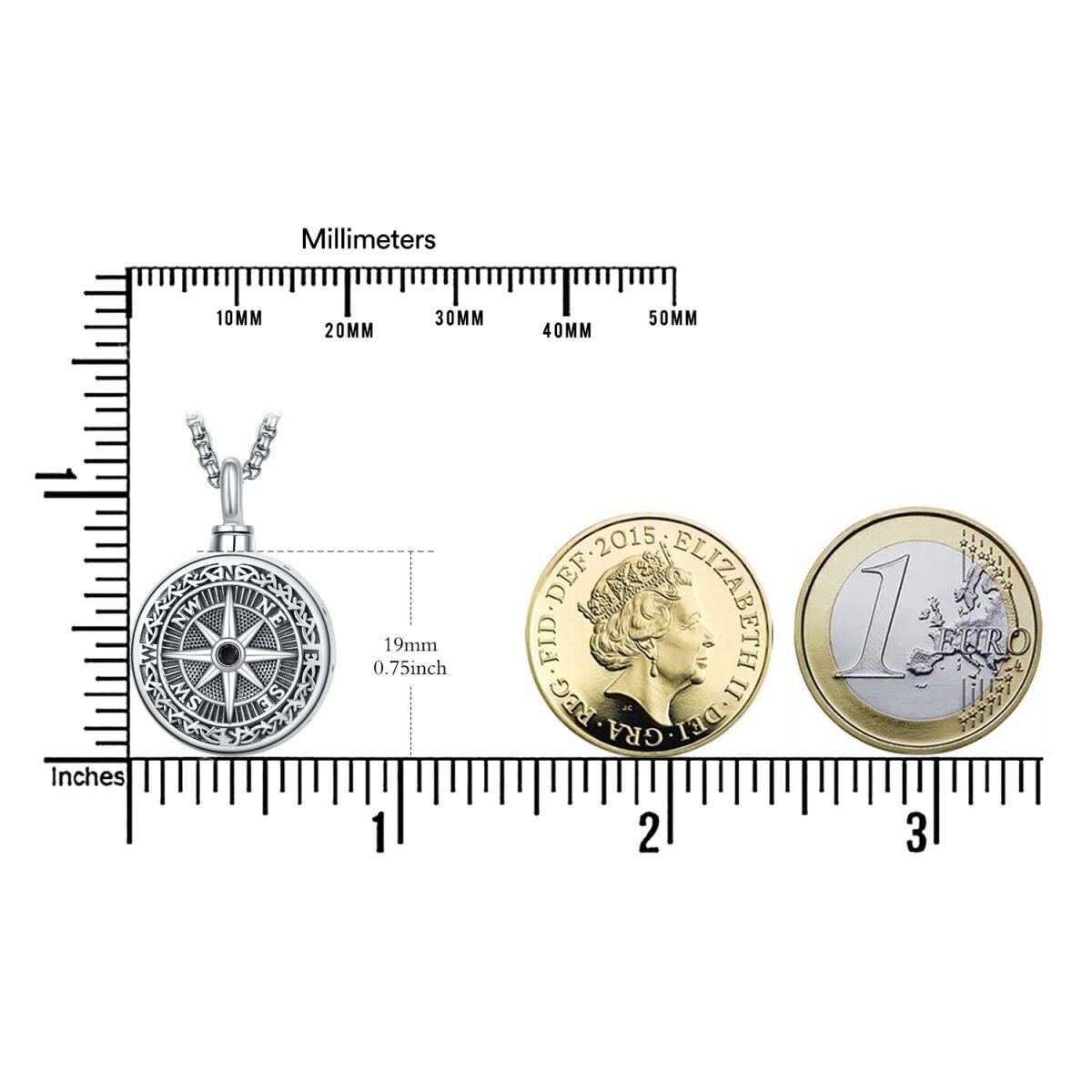 Sterling Silber Kompass Urne Halskette für Männer-5