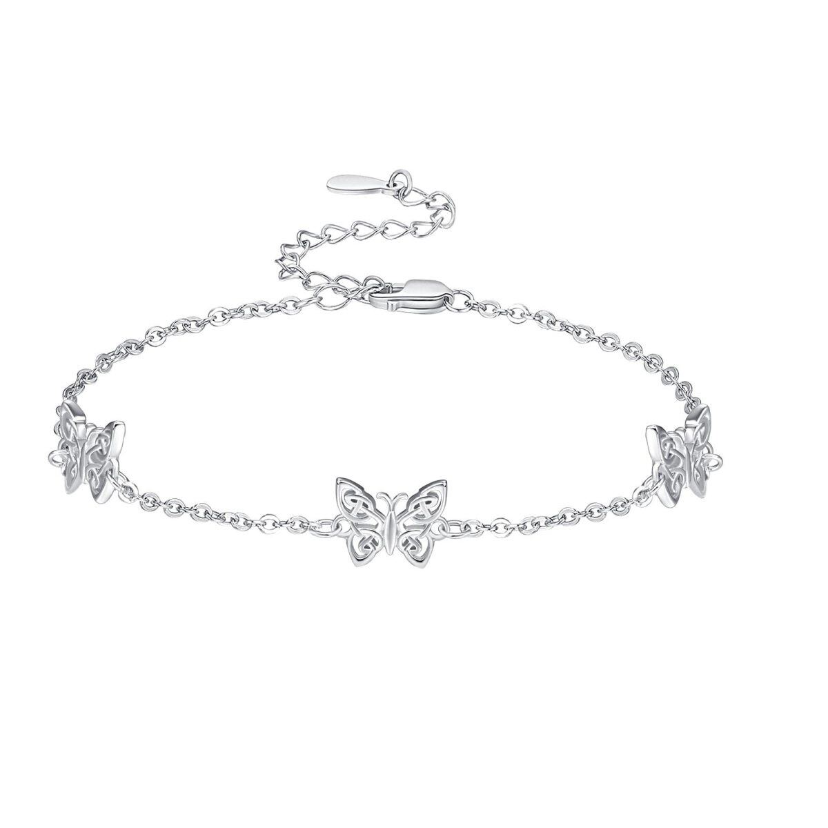 Sterling Silver Butterfly Pendant Bracelet-1