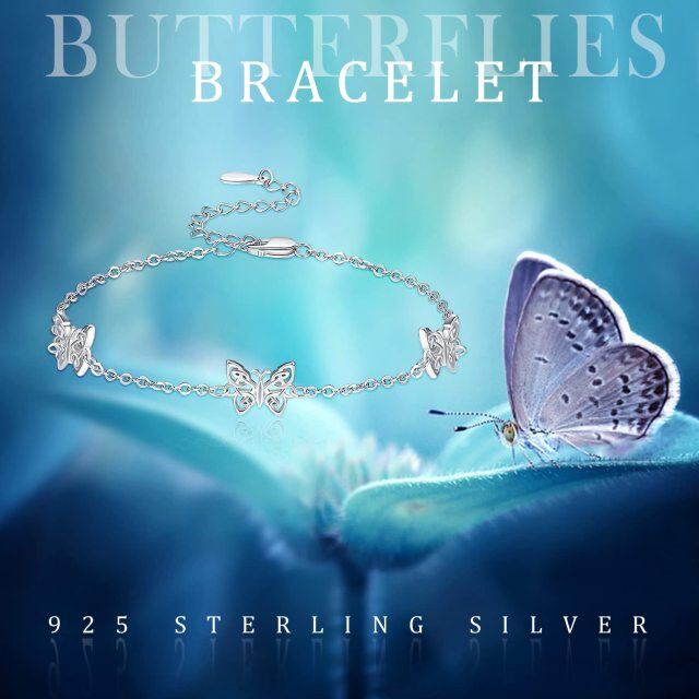 Sterling Silver Butterfly Pendant Bracelet-5