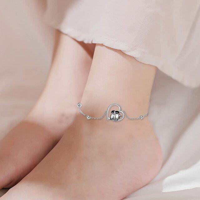 Penguin Anklets Penguin Gifts 925 Sterling Silver Hugging Penguins Cute Animal Christmas Jewelry for Women-5