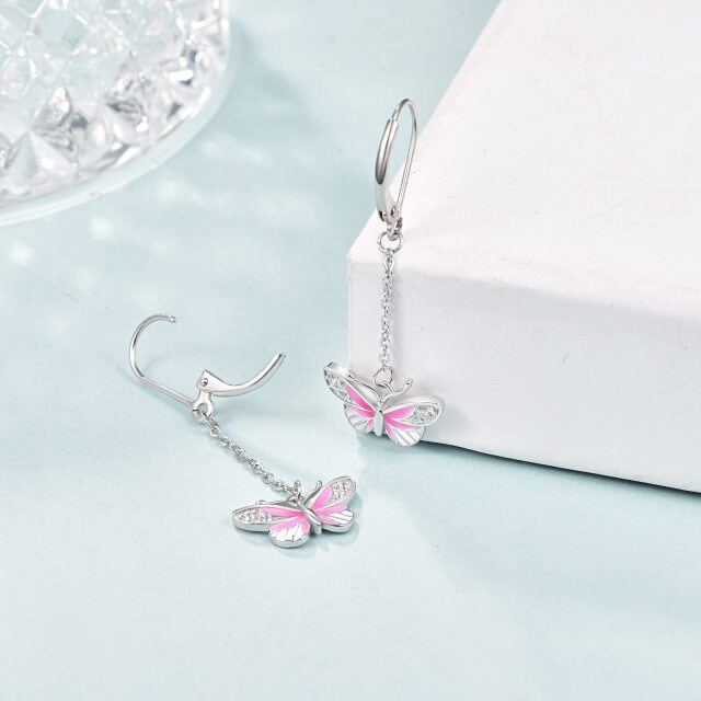 Boucles d'oreilles en argent sterling avec papillon en zircon cubique de forme circulaire-2