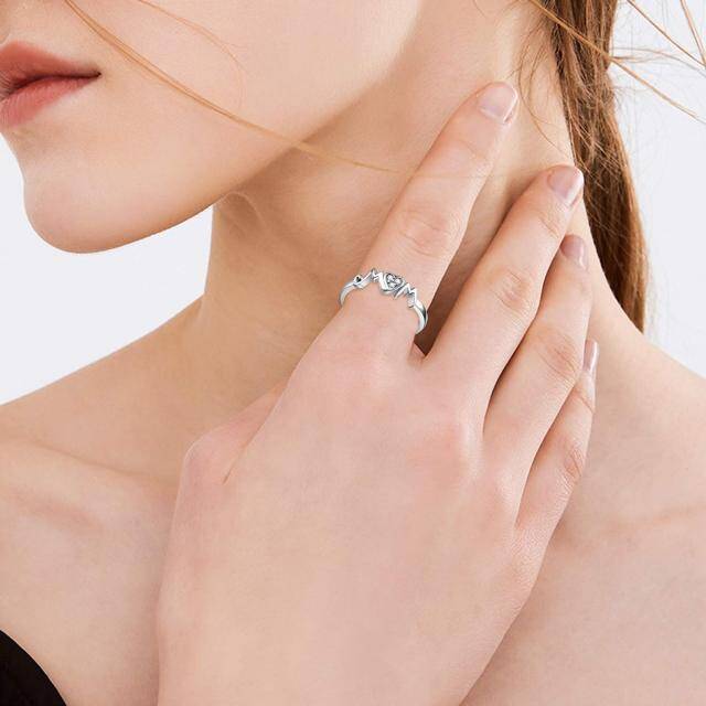 Bague mère et cœur en argent sterling en forme de cœur avec zircon cubique et mot gravé-1