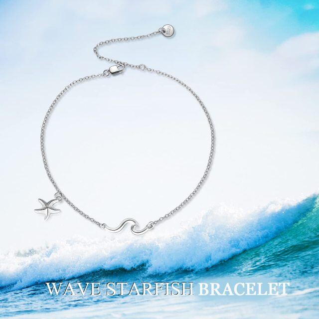 Sterling Silver Starfish Pendant Bracelet-2