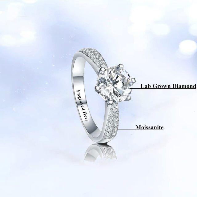 10K White Gold Diamond Personalized Engraving & Couple Engagement Ring-1