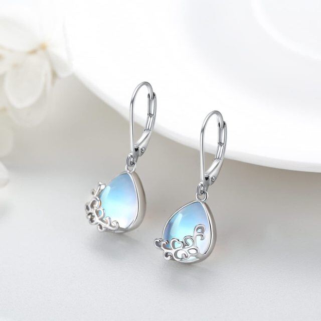 Boucles d'oreilles à levier en argent sterling en forme de goutte de pierre de lune-4