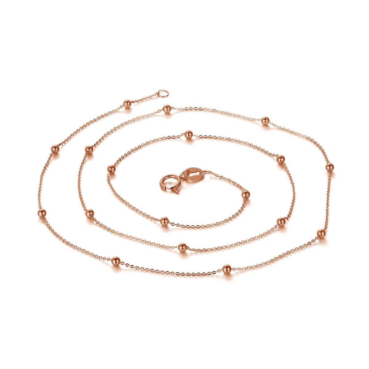 18K Rose Gold Bead Station chain Necklace-1