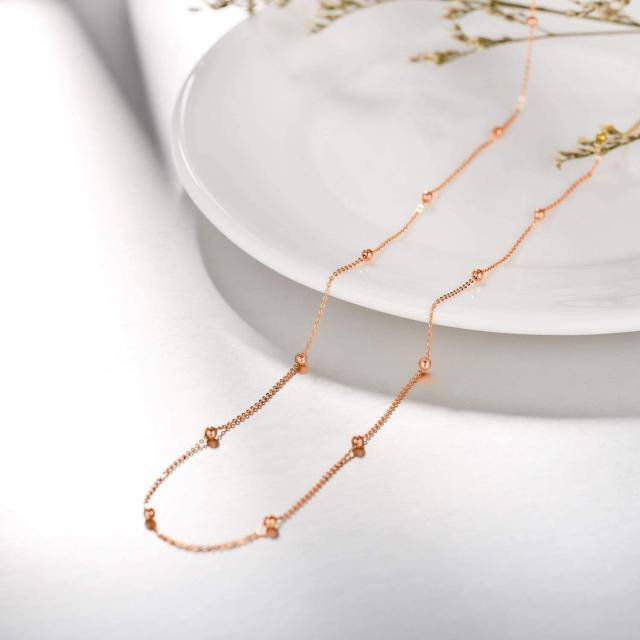 18K Rose Gold Bead Station chain Necklace-2