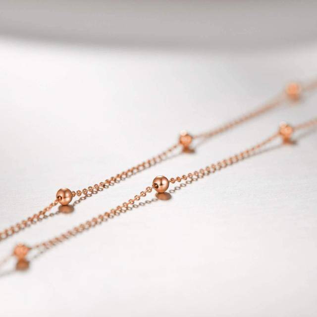 18K Rose Gold Bead Station chain Necklace-1