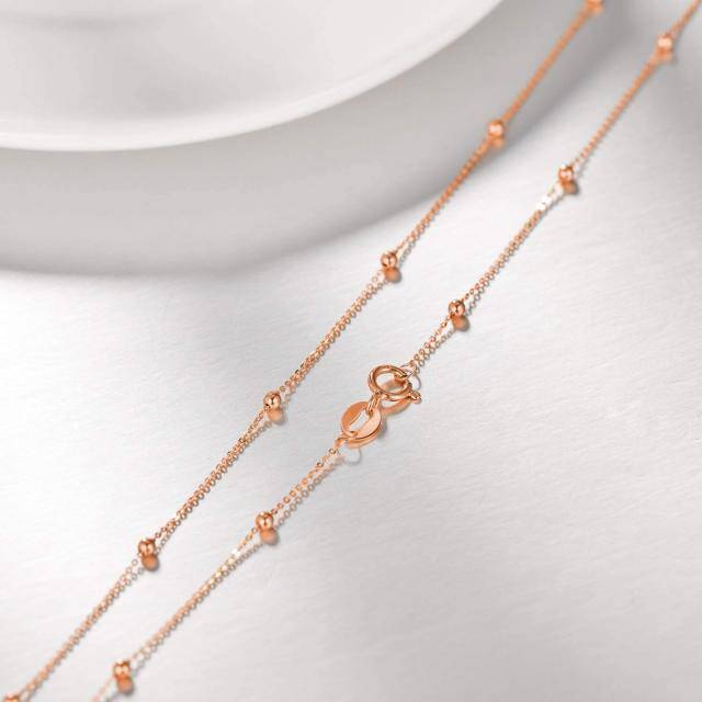 18K Rose Gold Bead Station chain Necklace-3