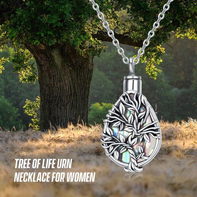 Sterling Silver Abalone Shellfish Tree Of Life Urn Necklace for Ashes-5